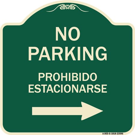 Signmission No Parking Prohibido Estacionarse W/ Left Arrow Heavy-Gauge Aluminum Sign, 18" x 18", G-1818-23596 A-DES-G-1818-23596